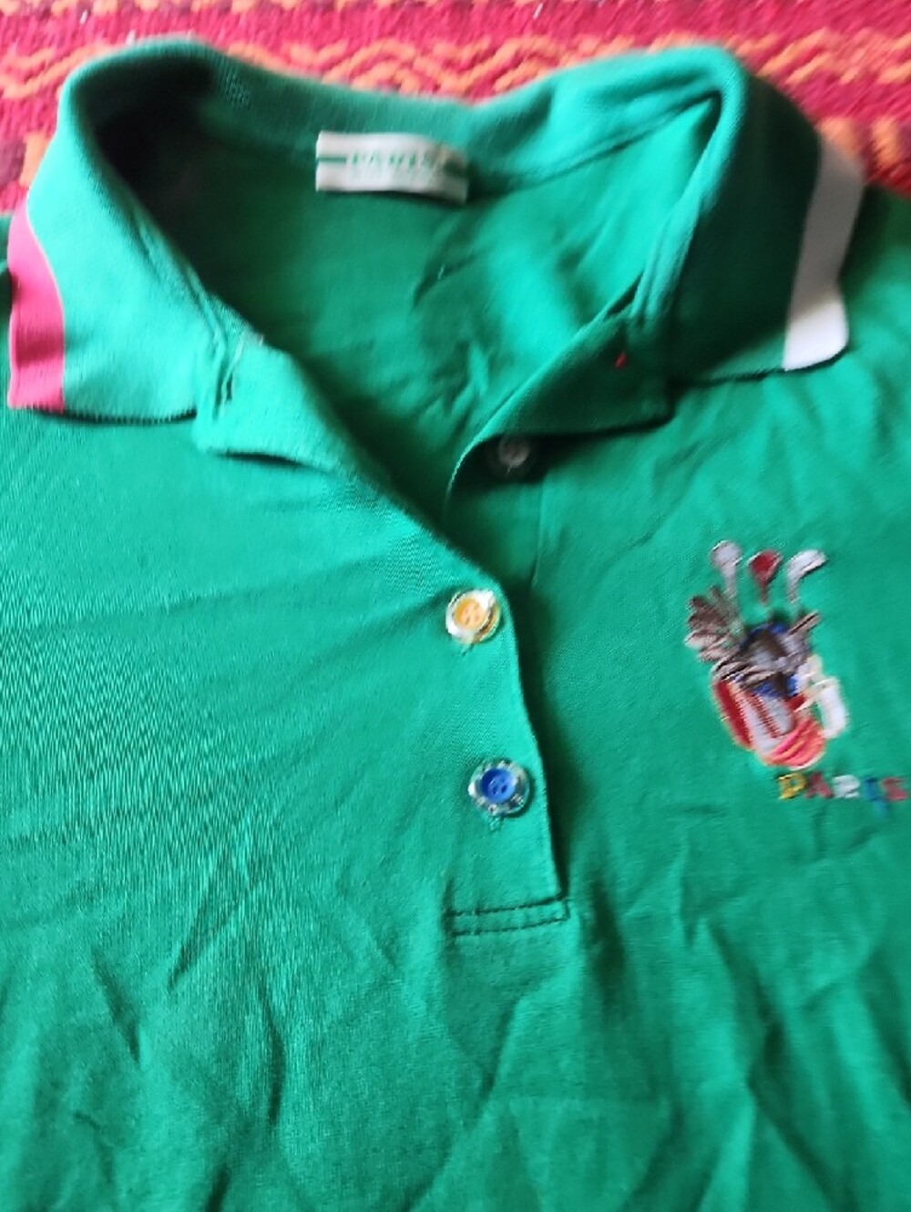 Vintage Paris Polo Shirt with Multicolor Trim - Picture 7 of 9